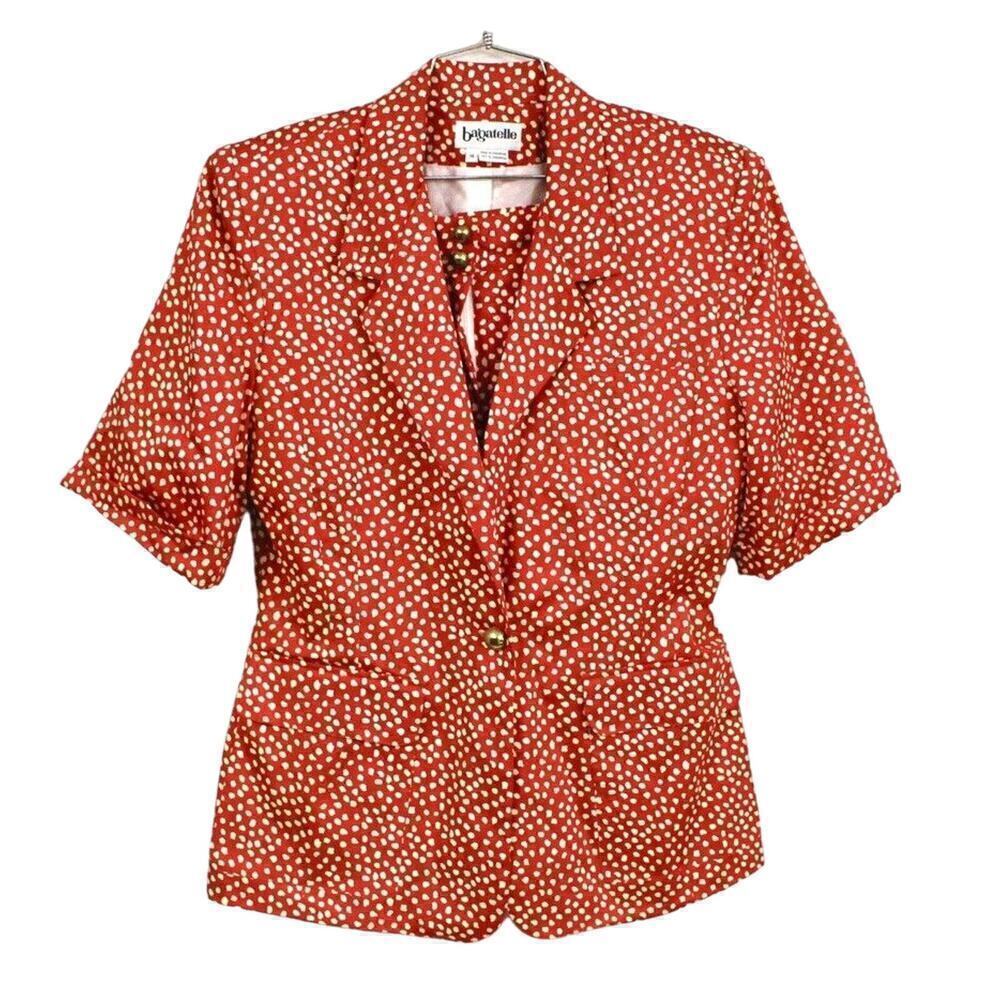 Retro Vtg Bagatelle Shorts Pant Suit 14 Red White Polka Dot NWOT 80s Power Suit